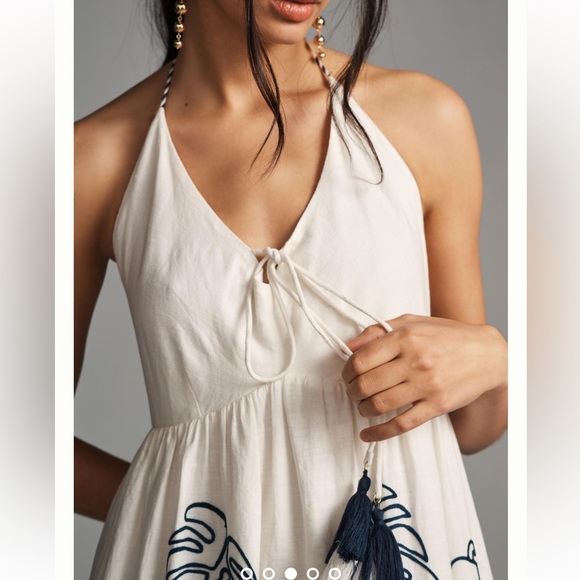 Anthropologie Farm Rio Embroidered Halter Maxi Dress - Picture 4 of 11